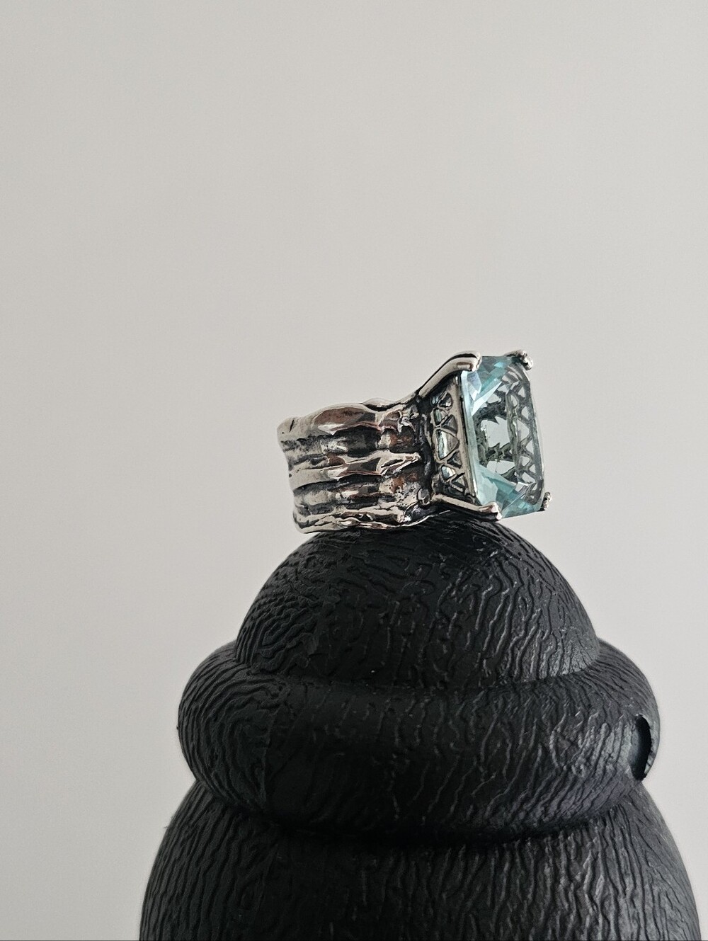 Silpada Retired Sterling Silver Aqua Blue Statement Ring Size 7 - Picture 2 of 7